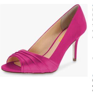 FSJ Hot Pink Slouch Peep Toe Pumps High Heels Stilettos Formal Office Shoe